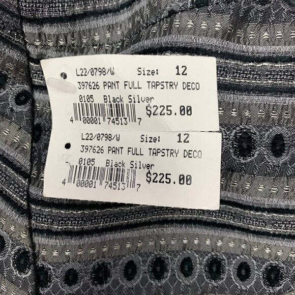 Alberto Makali Trousers NWT Size 12 Deco Tapestry Black Silver Dress Pants - Picture 4 of 8